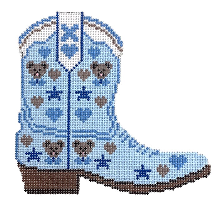 Baby Cowboy Boot Painted Canvas Wipstitch Needleworks  - 1