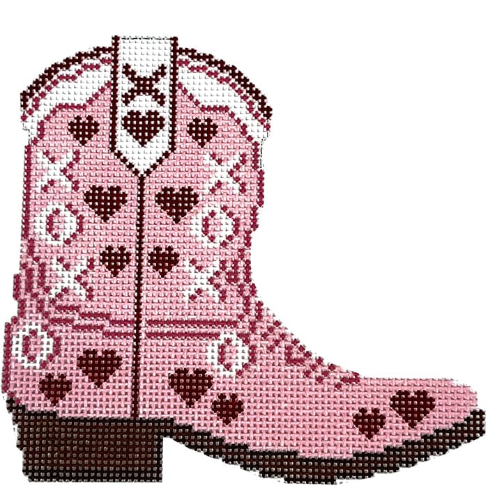 Baby Cowgirl Boot Painted Canvas Wipstitch Needleworks  - 1