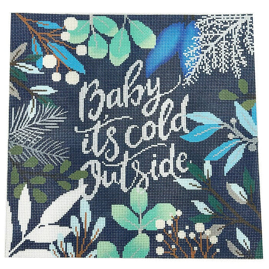 Baby It's Cold Outside Botanical Pillow Painted Canvas Laura Love Designs 