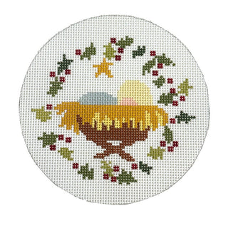 Baby Jesus Round Painted Canvas Walker's Needlepoint 
