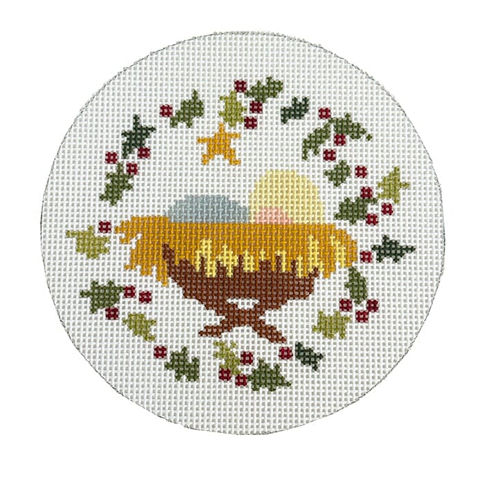Baby Jesus Round Painted Canvas Walker's Needlepoint 
