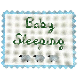 Baby Sleeping   Blue Painted Canvas Goodpoint Needlepoint 
