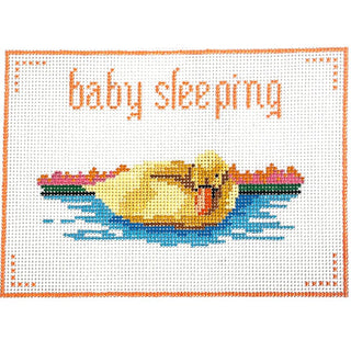 Baby Sleeping Duck Painted Canvas Anne Fisher Needlepoint LLC 
