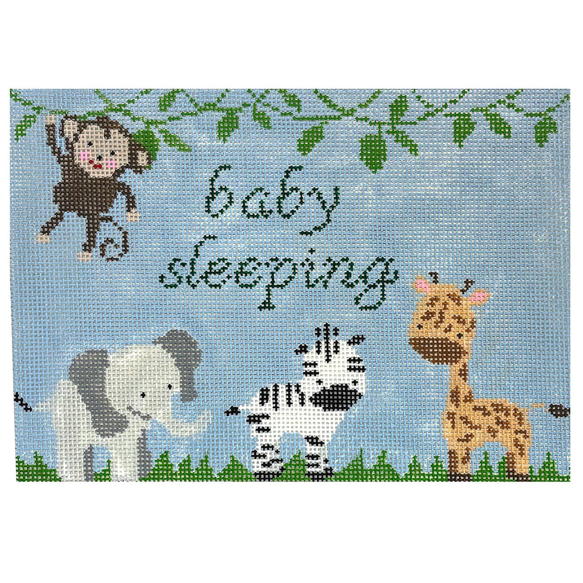 Baby Sleeping   Jungle on Blue Painted Canvas Kristine Kingston  - 