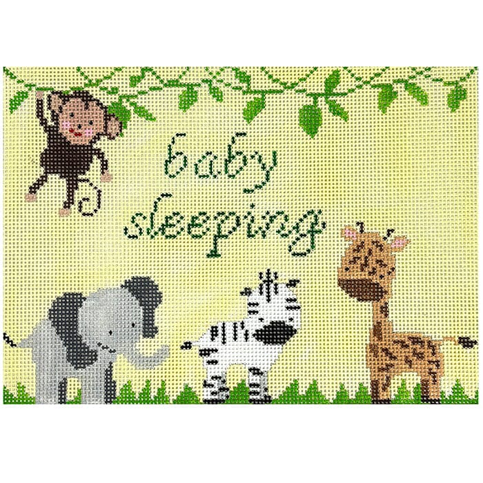 Baby Sleeping   Jungle on Yellow Painted Canvas Kristine Kingston 
