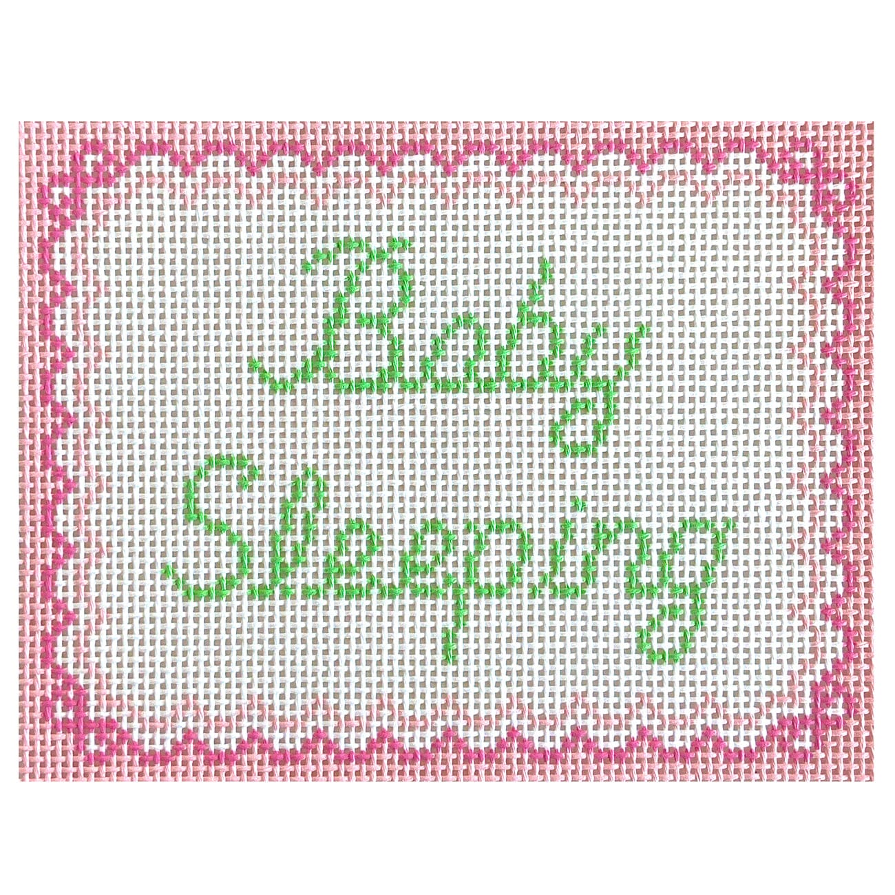 Baby Sleeping Pink Bows Printed Canvas SLS Needlepoint  - 1