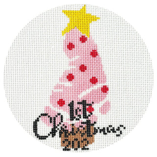 Baby's First Christmas Foot Ornament   Pink Painted Canvas Laura Love Designs 

