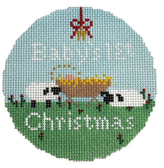 Baby's First Christmas Round Painted Canvas Le Point Studio 
