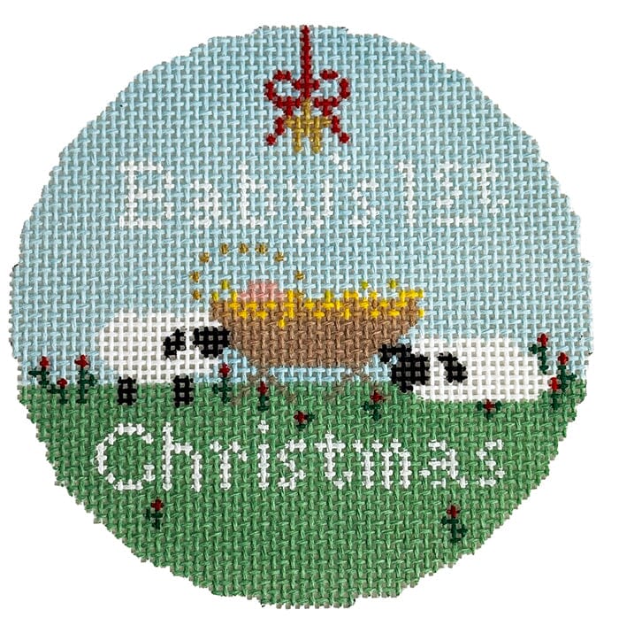 Baby's First Christmas Round Painted Canvas Le Point Studio 
