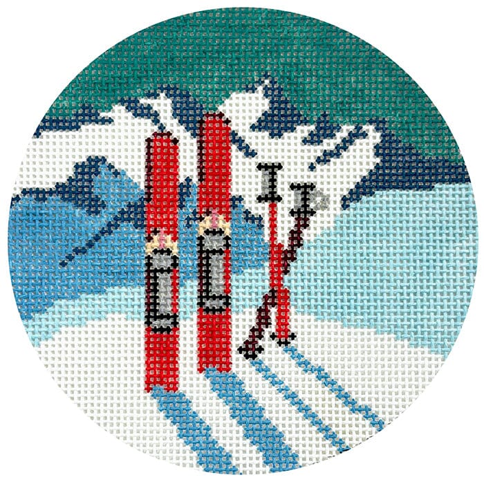 Back Country Ski Bum Round Painted Canvas Morgan Julia Designs 