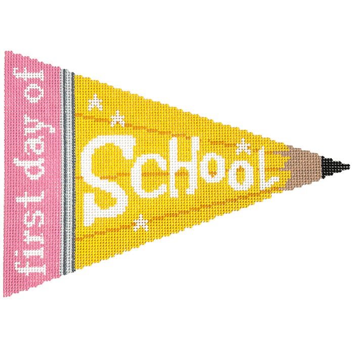 Back to School Pencil - First Day Painted Canvas Atlantic Blue Canvas 