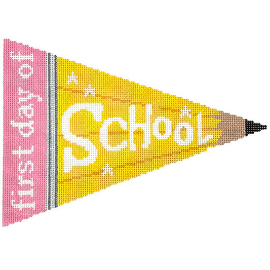 Back to School Pencil - First Day Painted Canvas Atlantic Blue Canvas 