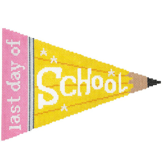 Back to School Pencil - Last Day Painted Canvas Atlantic Blue Canvas 
