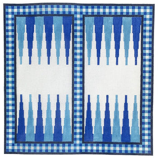 Backgammon Blue Painted Canvas SilverStitch Needlepoint 
