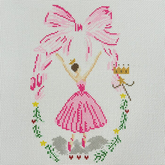 Ballerina Bow Painted Canvas Walker's Needlepoint 