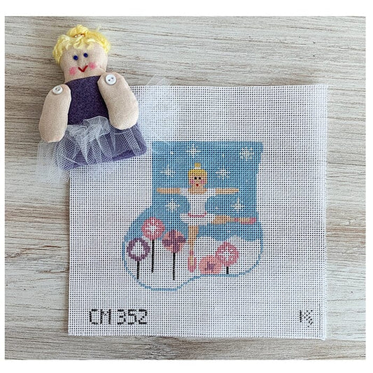 Ballerina Mini Sock with Ballerina Insert Painted Canvas Kathy Schenkel Designs 