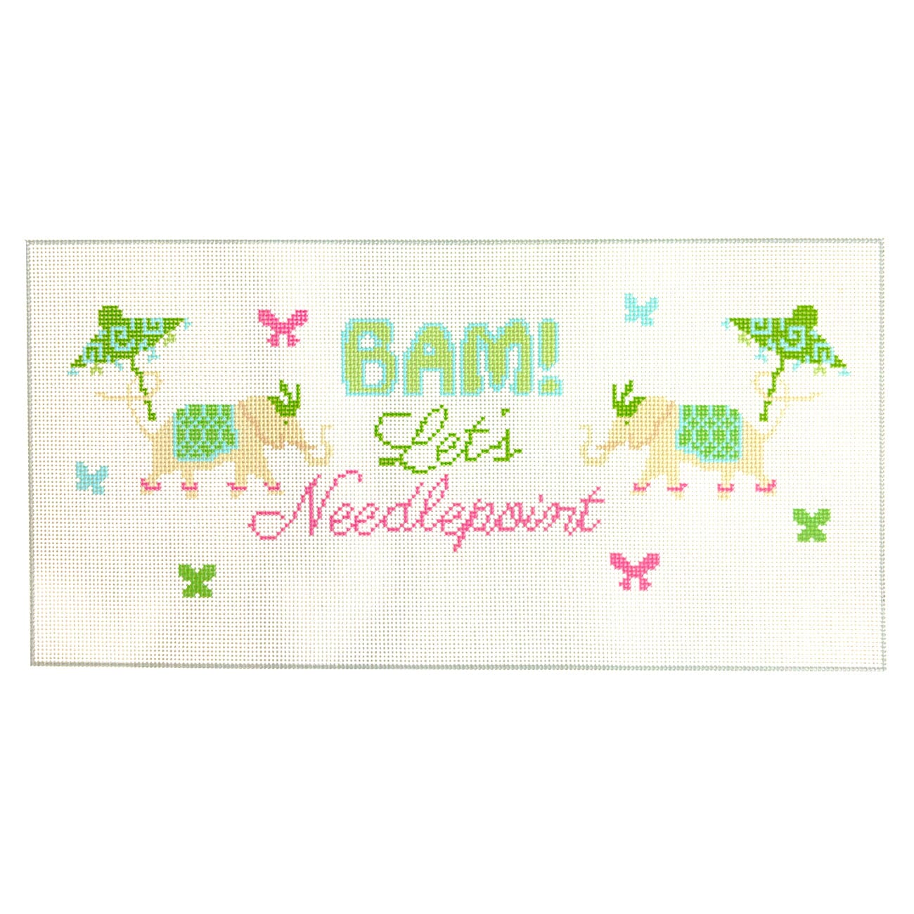 Bam Let's Needlepoint Lumbar Painted Canvas KCN Designers  - 1