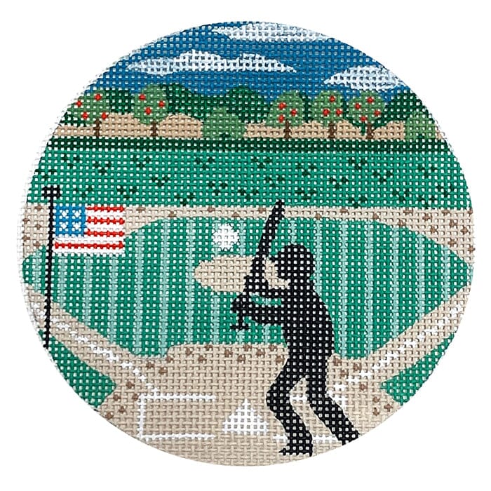 Baseball Round Painted Canvas Danji Designs  - 1