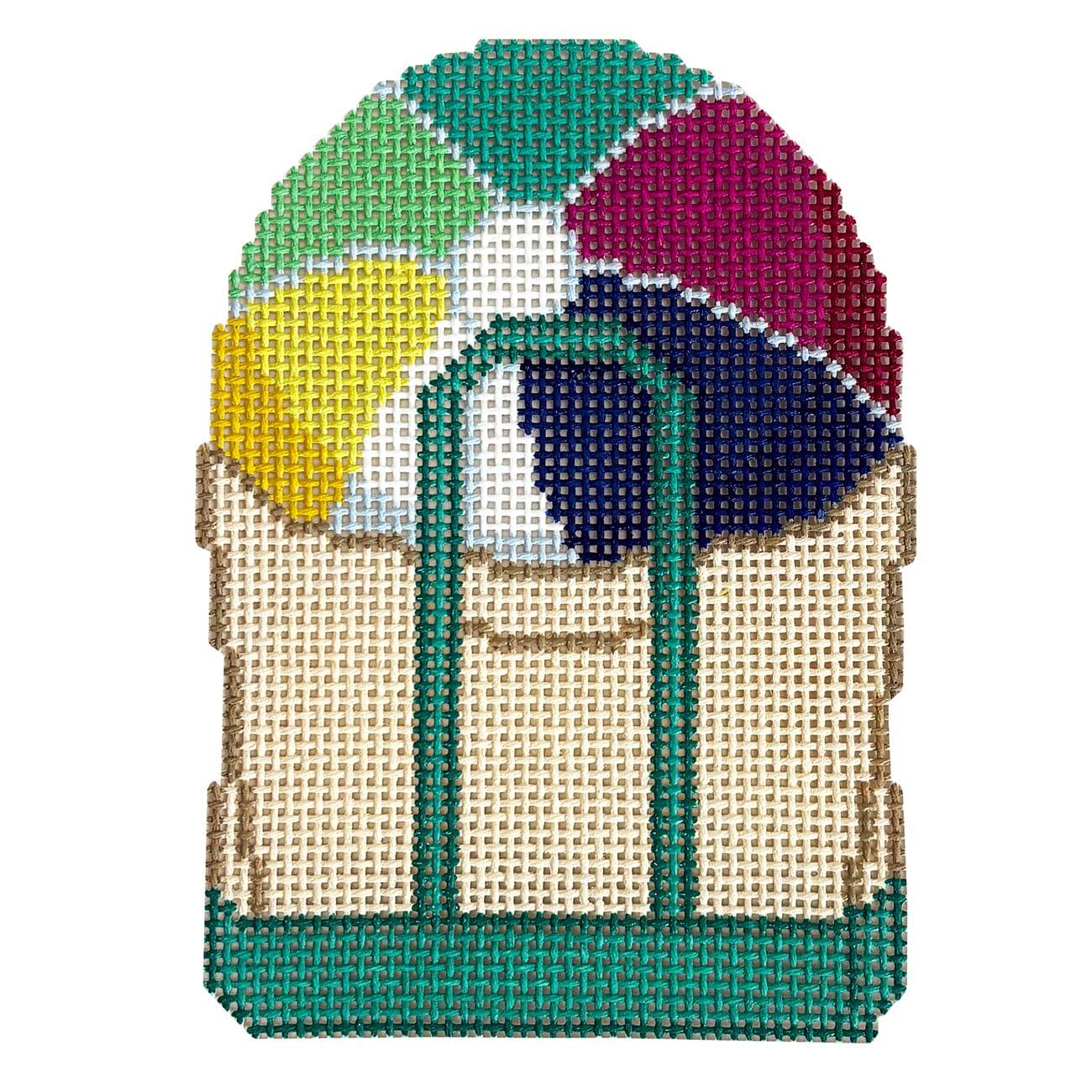 Beach Ball Tote Ornament Painted Canvas Wheelhaus Needlepoint  - 1