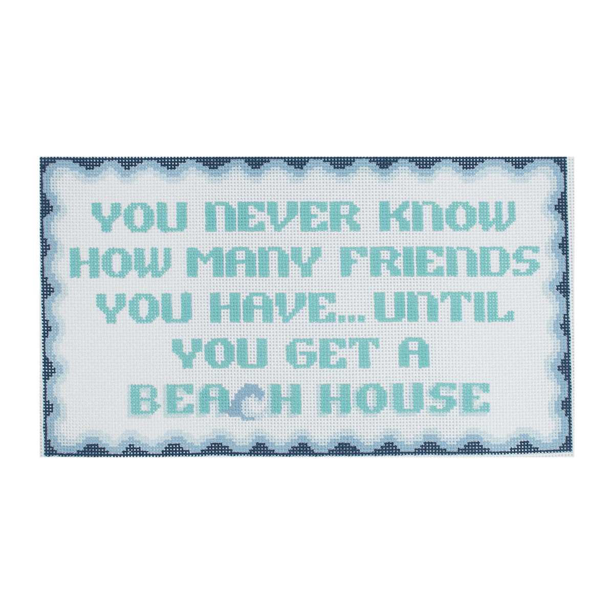 Beach House Pillow Painted Canvas Atlantic Blue Canvas  - 1