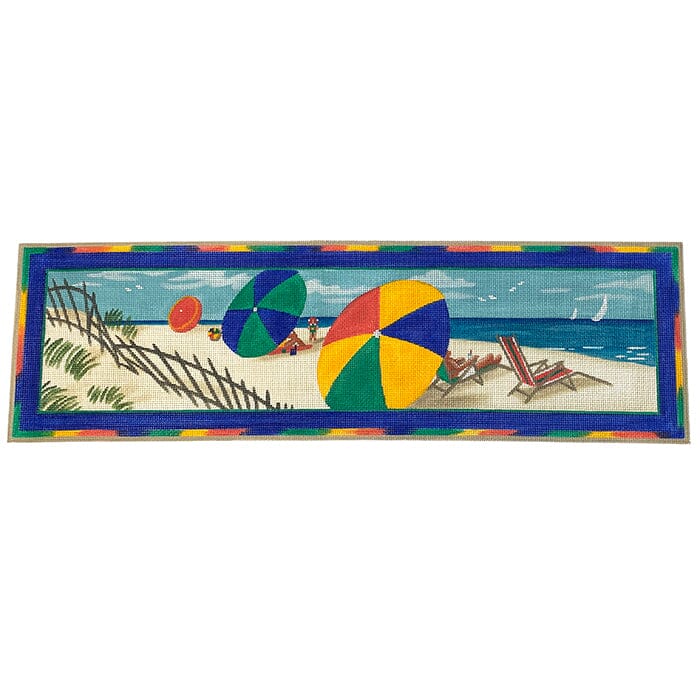 Beach Scene Panorama Painted Canvas Victoria Whitson Needlepoint 
