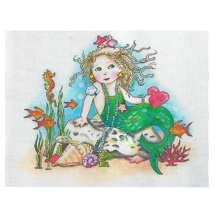 Beach & Sea: Mermaid with Heart Painted Canvas Painted Pony Designs  - 1