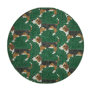 Beagle Repeat Round Painted Canvas Mopsey Designs 
