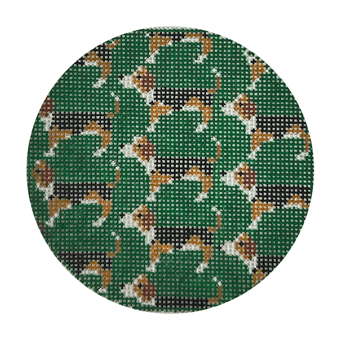 Beagle Repeat Round Painted Canvas Mopsey Designs  - 1
