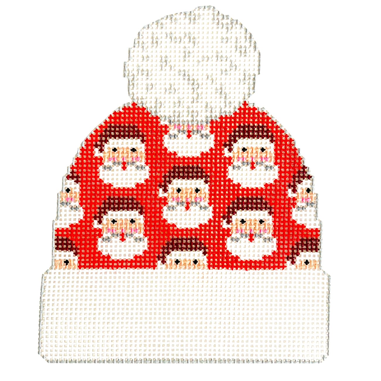 Beanie   Jolly Santas Painted Canvas Lauren Bloch Designs  - 1