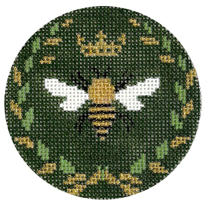 Bee 3" Round Olive Painted Canvas Funda Scully 