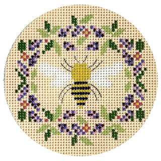 Bee Floral Round Beige Painted Canvas Funda Scully 
