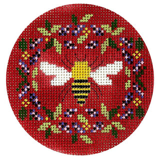 Bee Floral Round Mauve Painted Canvas Funda Scully 
