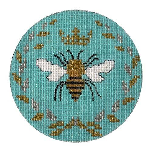 Bee Round Lt Blue Painted Canvas Funda Scully  - 1