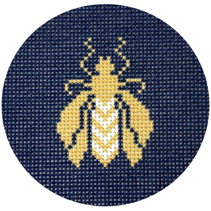 Bee Round/Blue Printed Canvas Two Sisters Needlepoint 