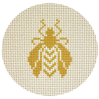 Bee Round/Cream Printed Canvas Two Sisters Needlepoint 
