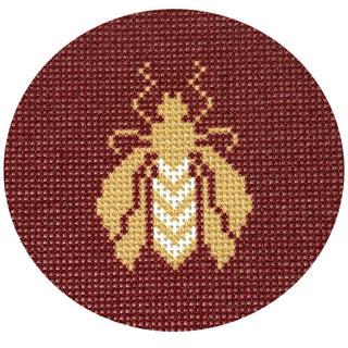 Bee Round/Red Printed Canvas Two Sisters Needlepoint 
