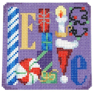"Believe" Square Printed Canvas Two Sisters Needlepoint 
