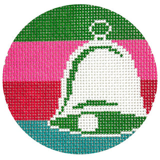 Bell on Stripes Round on 13 Painted Canvas Lauren Bloch Designs 
