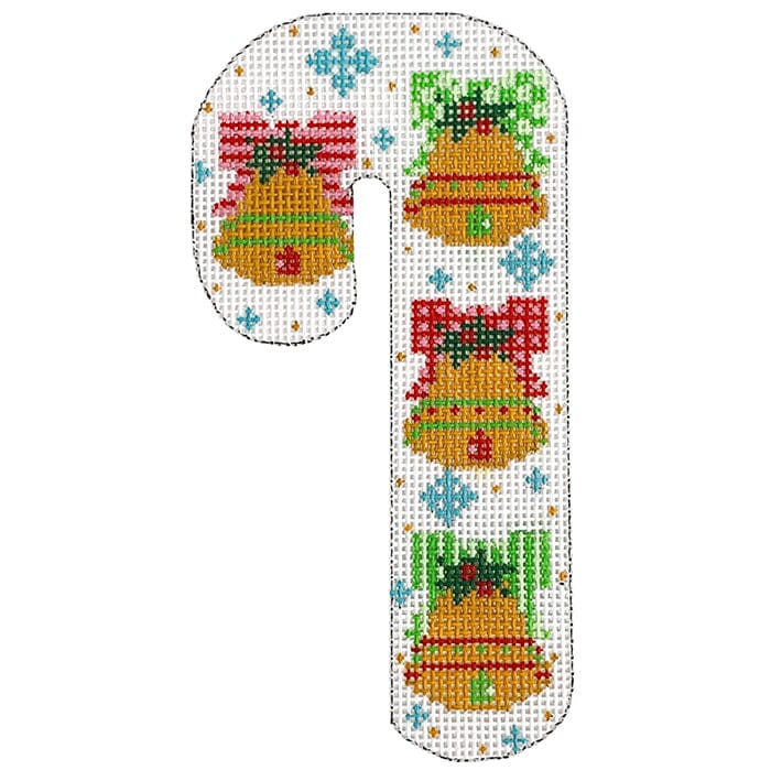 Bells Candy Cane Painted Canvas Danji Designs  - 1