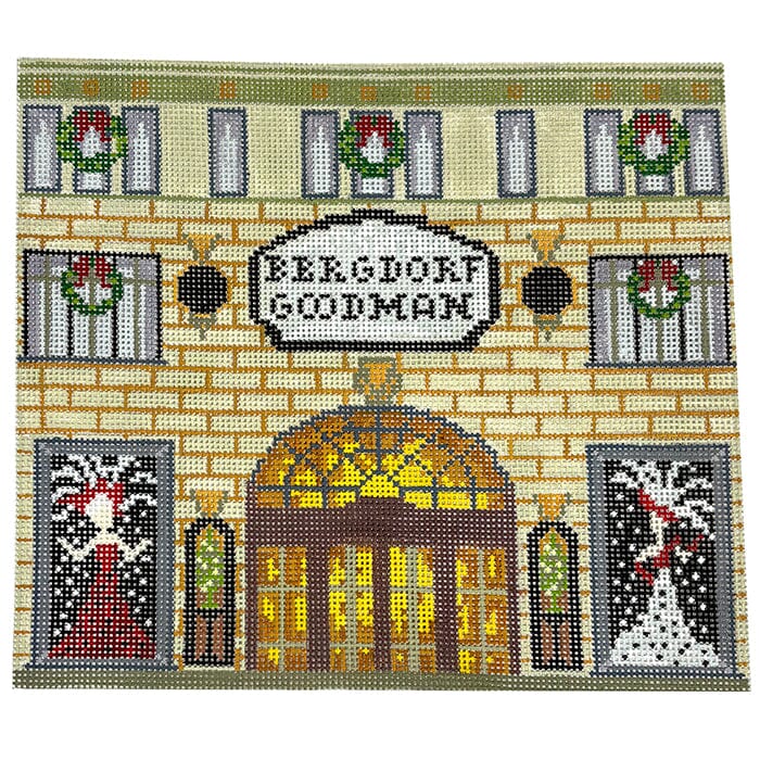 Bergdorf Goodman Store Front Painted Canvas The Gingham Stitchery  - 1