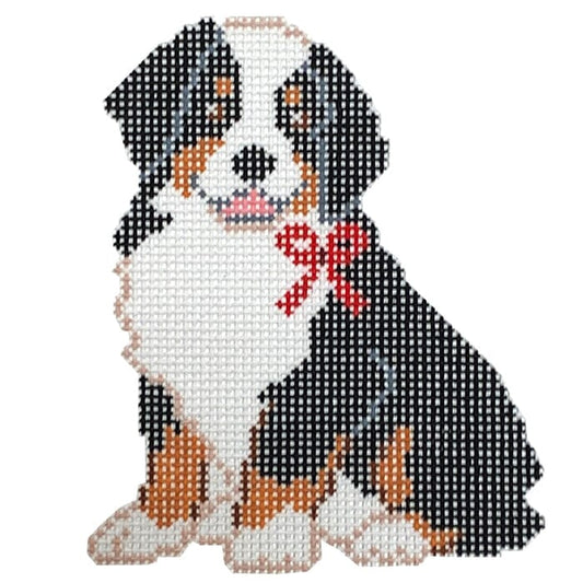 Bernese Mountain Dog w/Red Bow Painted Canvas Coco Frank Studio 