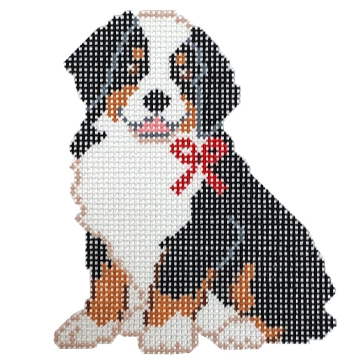 Bernese Mountain Dog w/Red Bow Painted Canvas Coco Frank Studio  - 1