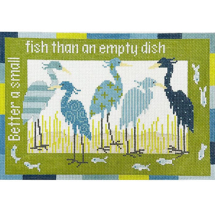Better a Small Fish   Herons Painted Canvas Pippin 

