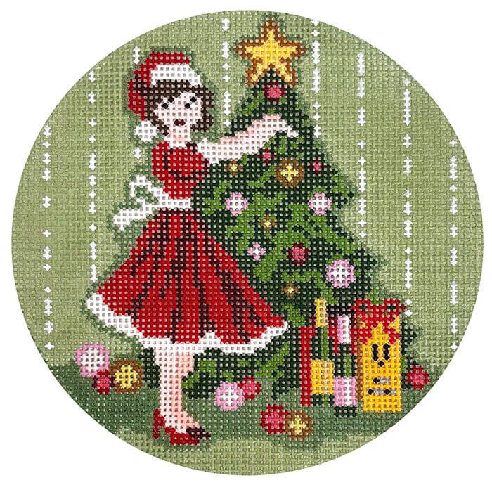 Betty Loves Bubbles Round #5 (Trimming Tree) with Stitch Guide Painted Canvas The Gingham Stitchery 
