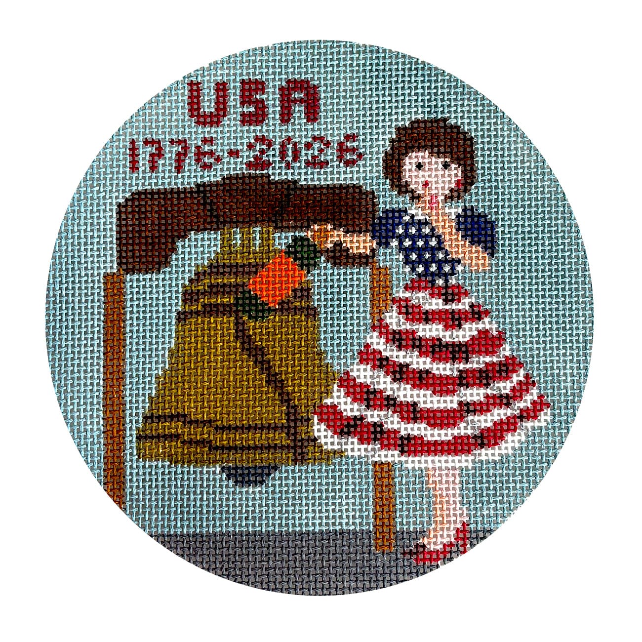 Betty Loves Liberty Round Painted Canvas The Gingham Stitchery  - 1