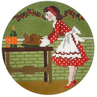 Betty Loves Thanksgiving Round Painted Canvas The Gingham Stitchery 
