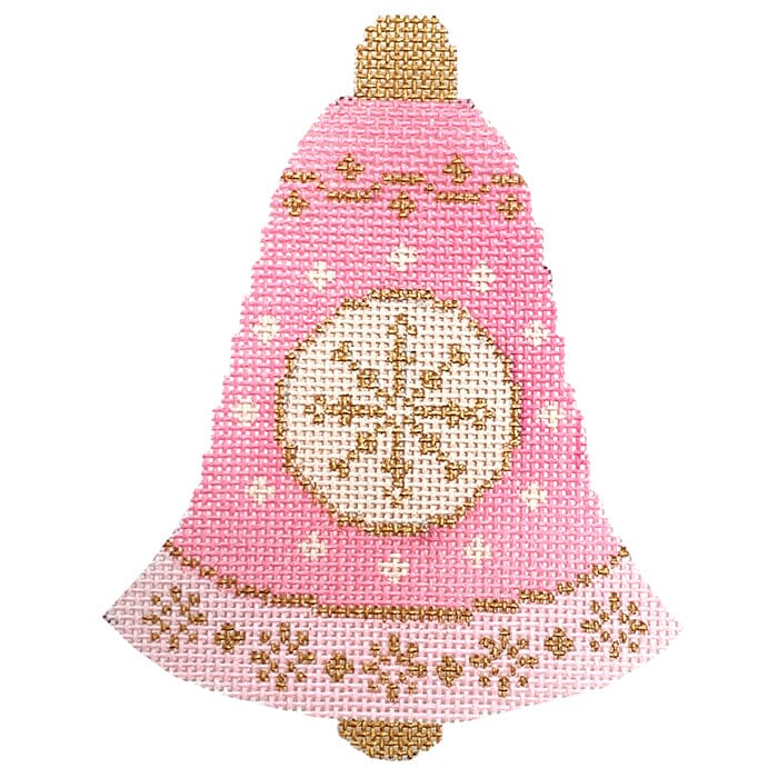 Betty's Bell Baubles   Pink Painted Canvas Stitch Rock Designs  - 1