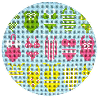Bikini Round Bright Painted Canvas Atlantic Blue Canvas 
