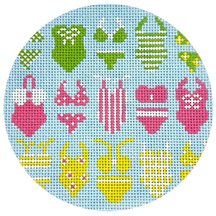 Bikini Round Bright Painted Canvas Atlantic Blue Canvas 

