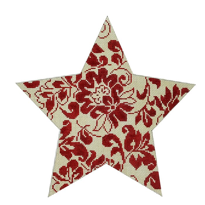 Bill's Red & Ivory Tree Topper Star on 13 Painted Canvas Whimsy & Grace
